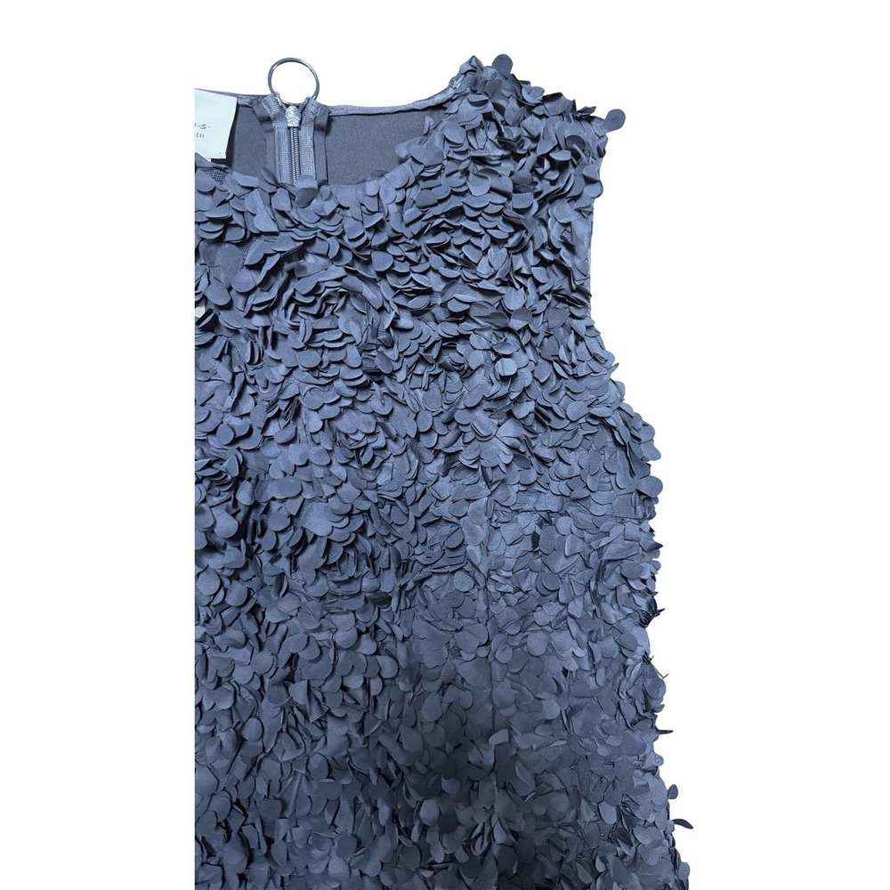 Akris Punto Ink Blue 3D Laser Cut Floral Petal Applique Midi Dress US 8 IT 44 - Picture 4 of 12